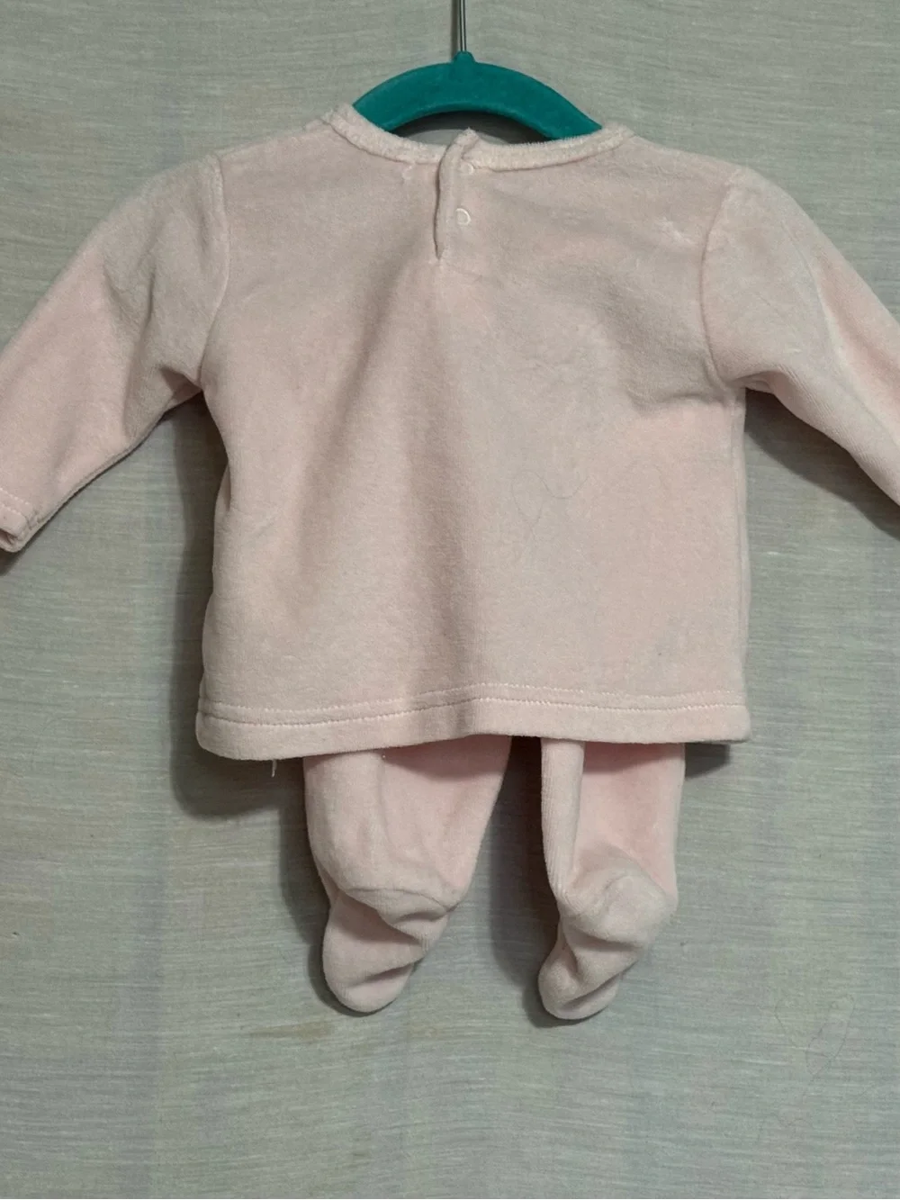 René Rofé Baby 0-3M Pink Velour Owl Footed 2 Piece Set NWOT